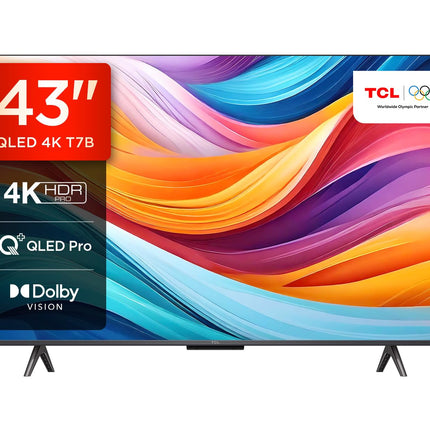 TCL 43T7B 43-tolline QLED Pro teler, 4K Ultra HD, HDR Pro, Google TV toega nutiteler (Dolby ja Atmos, liikumise selgus, käed-vabad hääljuhtimine, ühildub Google Assistant ja Alexaga)