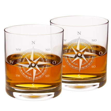 Whiskey Decanter Set | Whiskey Gift Set | Whiskey Gifts for Men | Christmas Gifts for Men | Gifts for Grandpa and Uncle | Globe Decanter (2 Whiskey Glasses with Silver Compass Engraving)