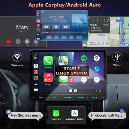 URVOLAX DAB+ autoraadio ekraaniga, 10,1-tolline juhtmevaba Apple Carplay ja Android Auto, 1 DIN Bluetooth-autoraadio puutetundlik ekraan, auto taasesitusmonitor koos MirrorLinki/Navi/RDS/FM/AM/SWC/EQ/tagurduskaameraga