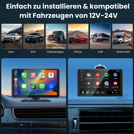 TOUTBIEN 9" Car Radio with Wireless CarPlay &amp; Android Auto, 4K Dashcam Loop Recording, MirrorLink, GPS Navigation, Voice Assistant, Bluetooth Hands-Free System, 64GB Card for Car Truck RV