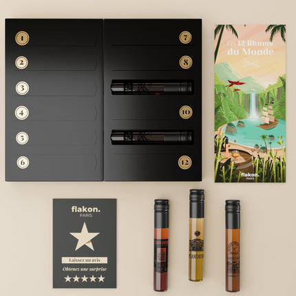 Wine tasting set, 12 wines (100 ml each), including tasting book (12 Rums World calendar)