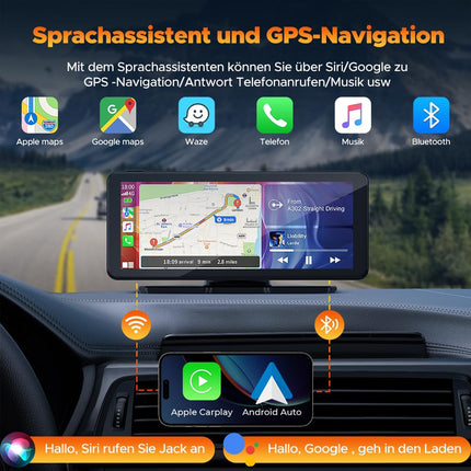 Volam 6,86-tolline CarPlay ekraan, ühildub Apple CarPlay ja Android Autoga, kaasaskantav autostereo 2,5K esikaameraga, digitaalne vastuvõtja 64 GB TF-kaardiga, Siri/Google, Bluetooth, Mirror Link, GPS, AUX, FM