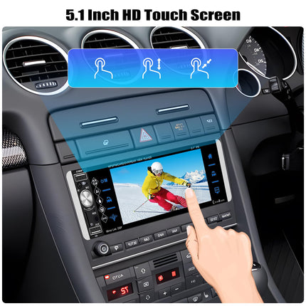 Wireless Carplay CAMECHO Car Radio 1 Din with Bluetooth Handsfree System, with 5.1 inch Screen Wireless Android Auto Mirror Link FM/AM/RDS and USB + Steering Wheel Controller Rear View Camera
