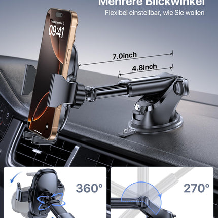 Miracase universaalne autotelefonihoidja [tugev iminapp ja metallkonks] autotelefonihoidja ventilatsioonile, armatuurlauale, esiklaasile, telefonihoidja iPhone'ile, Samsung Galaxy'le, kõigile nutitelefonidele, sinine