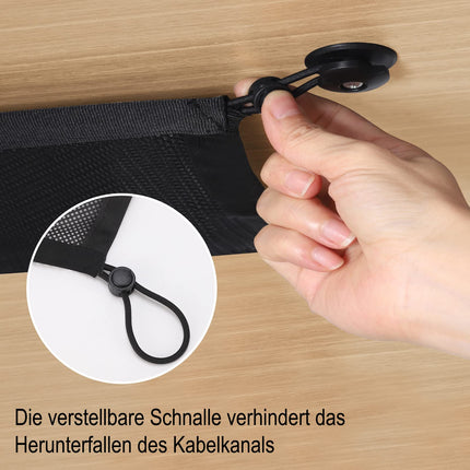 WurdeWindig kaablivõrk 66,5x24 cm laua alla | - Elastne kaablikaitsekomplekt nähtamatuks hoiustamiseks, must - Tugev - Vastupidav Paindlik kaablihaldus