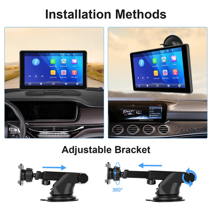 Hodozzy autoraadio kaasaskantav puutetundliku ekraaniga juhtmevaba Carplay Android Auto topelt Bluetooth-ekraaniga autoraadio, 7-tolline ekraan, väline armatuurlaud, konsool, autostereo Carplay GPS Navi koos peegli lingiga, FM/AUX