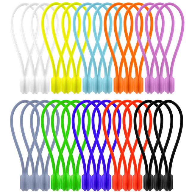 USENG 30 Pieces 19 cm Reusable Silicone Magnetic Cable Ties, Cable Ties with Magnet Cable Ties for Cable Management, Cable Organizer for Charging Cables, Refrigerator Magnets, Cable Organizer, 10 Colors
