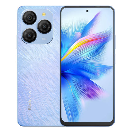 Blackview Shark 9 5G nutitelefon ilma lepinguta, 24 GB + 256 GB, 6,67-tolline HD+ 90Hz ekraan, 50MP kaamera, 5000mAh aku, kahekordne 5G kahe SIM-kaardi pesa, Android 14 telefon, Smart-K Box kõlar, GPS NFC sinine