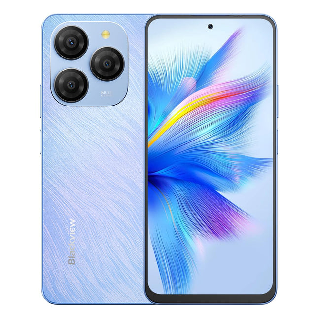 Blackview Shark 9 5G nutitelefon ilma lepinguta, 24 GB + 256 GB, 6,67-tolline HD+ 90Hz ekraan, 50MP kaamera, 5000mAh aku, kahekordne 5G kahe SIM-kaardi pesa, Android 14 telefon, Smart-K Box kõlar, GPS NFC sinine