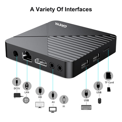 GREVA Android 13.0 teleriboks, Android Box 2GB RAM 16GB ROM RK3528mini neljatuumaline 64-bitine Cortex-A53 kiip, 8K UHD resolutsioon 2.4GHz/5.8GHz WiFi6 10/100M LAN Enternet Bluetooth 5.0 nutiteleriboks