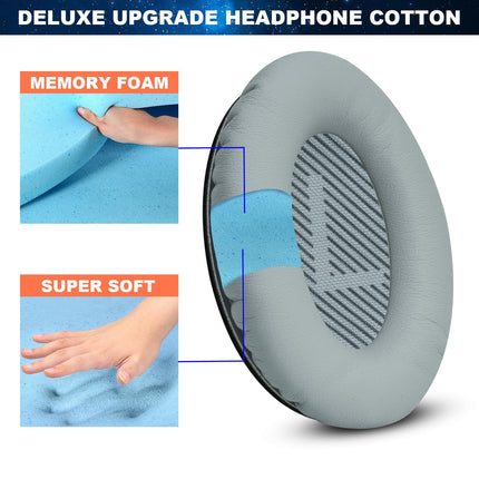 QC35 Ear Pads QC35 ii Ear Pads Replacement Ear Pads for Bose QuietComfort 35/35ii/25/15, QC2 AE2/AE2i/AE2w, SoundLink/SoundTrue Around-Ear Headphones, with Premium Memory Foam &amp; Protein Leather (Gray)