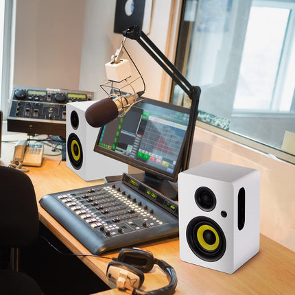 Sanyun SW206 80W kaherežiimiline riiulikõlar - stuudiomonitori ja HiFi režiimiga - 4-tolline süsinikkiust kõlar - 25-tuumaline siidfooliumist kõrgsageduskõlar - optiline koaksiaalühendus TRS Aux Bluetooth 5.0 - valge