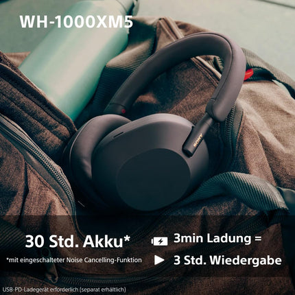 Sony WH-1000XM5 juhtmevabad Bluetooth-mürasummutavad kõrvaklapid (30-tunnine aku tööiga, puutetundlik andur, rakendus Headphones Connect, kiire laadimine, Amazon Alexa jaoks optimeeritud, mikrofoniga peakomplekt) mustad