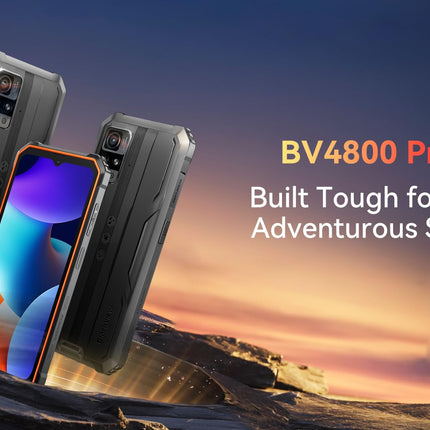 Blackview BV4800 PRO õuemobiiltelefon, 5180mAh, 12GB+128GB/2TB (2025), lepinguta nutitelefon, 6.56" 90Hz, IP69K veekindel, ehitusplatsi telefon, 5MP+13MP/kaks 4G/OTG/GPS/NFC/sõrmejäljelugeja (must)