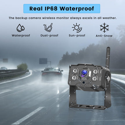 7 inch AHD 1080P Monitor, Wireless Stable Digital Rear View Camera Kit, for Van Truck SUV Pickup, with IP68 Waterproof Backup Camera, DIY Grid Lines, Wide Angle Rear View Camera, Night Vision Set