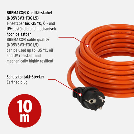 Brennenstuhli kaablirulli VÄÄRTUSKOMPLEKT 25m välistingimustes kasutamiseks Garant V2 (valmistatud Saksamaal, IP44) + BREMAXX pikenduskaabel 10m (valmistatud Saksamaal, IP44, kasutatav temperatuuril kuni -35°C, õli- ja UV-kindel)