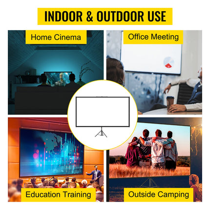 VEVOR 16:9 Projector Screen Tripod 4K HD Roll-up Screen 160 Degree Viewing Angle Projection Screen 244x137cm Presentation Wall 279.4cm Diagonal Tripod Screen for Home Theater Meeting Room Weddings