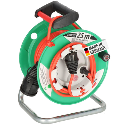 Brennenstuhl Garant G IP44 garden cable reel (cable reel for lawn mowers with 23+2m cable in red, special plastic, temporary and limited outdoor use, Made in Germany)