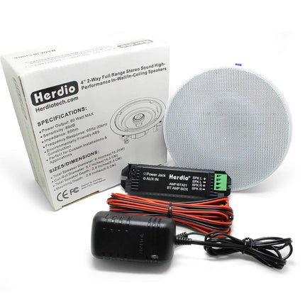 Herdio 4-tollised laekõlarid, 160-vatised 2-ribalised laekõlarid, Bluetooth-ühilduv, süvistatav heli, sise- ja välistingimustes kasutamiseks, magamistoad, verandad (2 kõlarit)