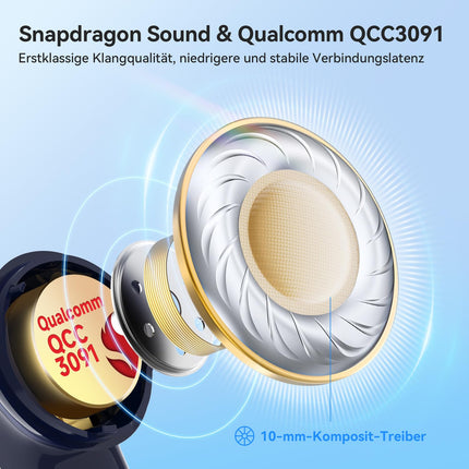 EarFun Air Pro 4 Bluetooth-kõrvaklapid adaptiivse hübriidmüra summutusega, aptX Lossless tehnoloogia, kõrglahutusega heli, LDAC, 6 mikrofoni, cVc 8.0 tehisintellektiga kõned, 52-tunnine aku tööiga, Multipoint, Bluetooth 5.4 ja kõrvasisese tuvastus.