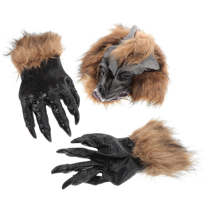 SAFIGLE Halloween Werewolf Costume Set Realistic Wolf Mask and Claw Gloves Perfect for Costume Parties and Cosplay Events Unisex