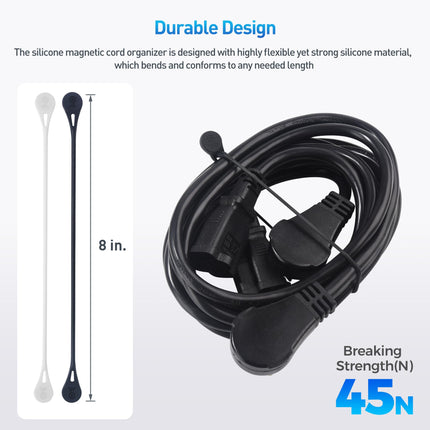 Cable Matters 20-pack magnetic cable ties made of silicone (magnetic cable ties, magnetic cable ties/cable organizer) in black and white