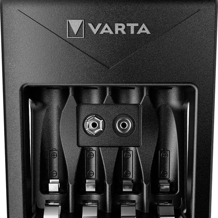 VARTA akulaadija, sh 4x AA 2100mAh, akulaadija laetavatele AA/AAA/9V ja USB-seadmetele, LCD-pistikuga laadija+, ühe pesaga laadimine, must