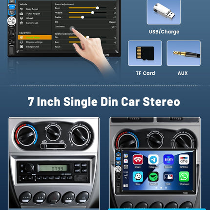 Hikity 7-tolline 1 DIN autoraadio Bluetooth koos Android Auto juhtmevaba Carplay autoraadio puutetundliku ekraaniga peegli lingiga Androidile/iOS-ile FM-raadio USB SWC TF tahavaatekaamera