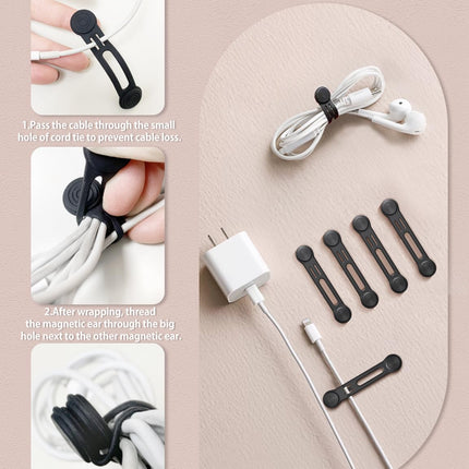 Kcmell Magnetic Cable Ties 8 Pack, Black Reusable Cable Ties Cable Organizers Magnetic Cable Clips Silicone Cord Organizer Cable Ties for Organizing and Bundling Wires,