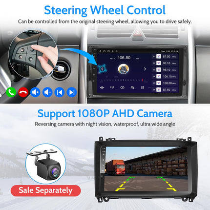 Android Autoradio juhtmevaba CarPlay Android auto Mercedes-Benz A-klassi/B-klassi/W245 Viano Vito W639 Sprinteri 8-tuumalise 4G + 64G autoraadio 9-tollise ekraaniga 4G WiFi Bluetooth FM RDS autoraadio NAVI