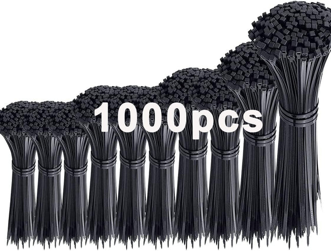 1000-osaline must kaablisidemete komplekt 350/300/250/200/150/100mm (100/100/100/200/200/300 tükki), WLEAD iselukustuvad kvaliteetsed nailonist kaablisidemed kaablite haldamiseks, aeda, koju ja töökotta.