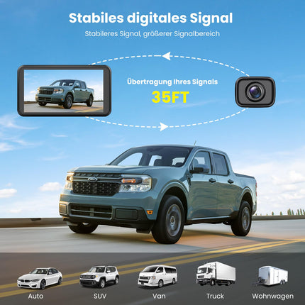 Foxparki juhtmevaba auto tahavaatekaamera: 4,8-tolline 1080P juhtmevaba tahavaatekaamera toetab 2 kaamerat, tahavaatekaamera moderniseerimine stabiilse signaaliga, IP69K veekindel, 6 parkimisjoont autole, veoautole ja haagissuvilale