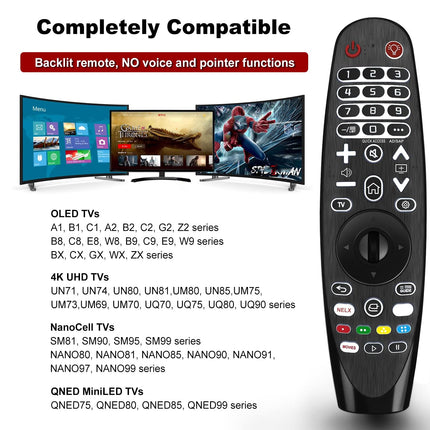 Universal remote control with backlight compatible with LG Smart TVs, suitable as a replacement for TV remote controls - Without voice and pointer functions