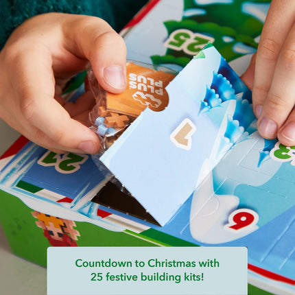 Plus-Plus 3973 Advent Calendar, Creative Building Blocks, 24 Doors + 1 Extra Door with Surprise, for Children Ages 5 and Up, Ingenious Construction Toy, Made in Denmark, 600