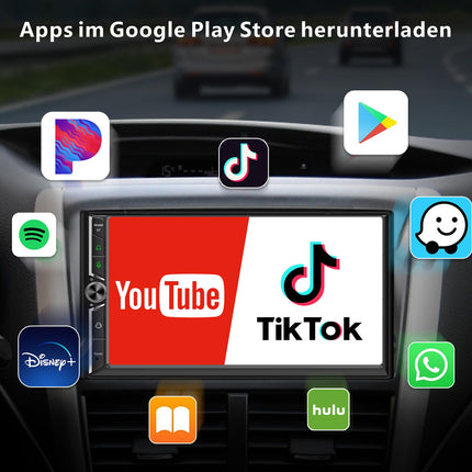 DAB+ autoraadio Android Double DIN raadio juhtmevaba Carplayga, juhtmevaba Android Auto ekraaniga, 4-tuumaline 4G+64G 7-tolline CarPlay, autoraadio 2 DIN puutetundliku ekraaniga, navigatsiooniga, Bluetooth, GPS, WiFi, AM/FM/RDS