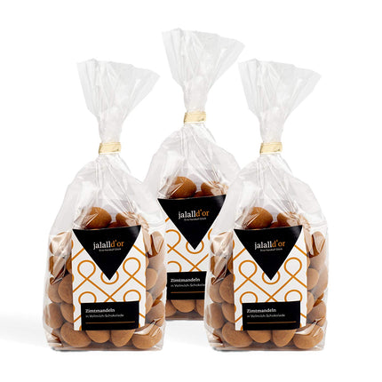 Jalall D'or kaneelimandlid – šokolaadimandlid – kakaomandlid kaneeliga – 3 × 250 g