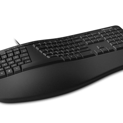 Microsoft Ergonomic Desktop (komplekt hiire ja klaviatuuriga, saksa QWERTZ klaviatuuripaigutus, must, ergonoomiline, juhtmega)