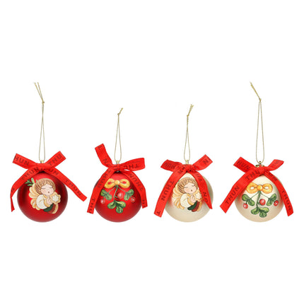 THUN, Set of 4 Christmas balls red and gold made of polyester, small version, Christmas collection, set of 4 balls for Christmas tree, Christmas gift idea, Ø 6 cm