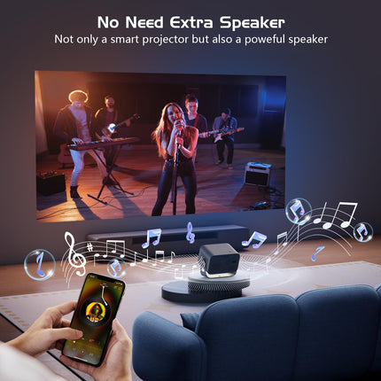 【Autofookus/trapetsikorrektsioon】 Nutikas projektor 360° pöörlemise ja 50% suumiga, natiivne 1080P, 4K tugi, AKATUO kodukino projektor, WiFi6 Bluetooth, videoprojektori bullet-in kõlar