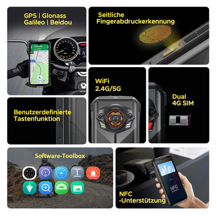 DOOGEE S Punk [2025] õuetelefon Android 14, 16 GB + 256 GB, 10800 mAh / 33 W, 50 MP + 16 MP kaamera, 126 dB kõlar, 6,58'' FHD+ õuenutitelefon, ehitusplatsi mobiiltelefon / NFC / OTG / sõrmejäljelukk / kahekordne 4G SIM-kaart