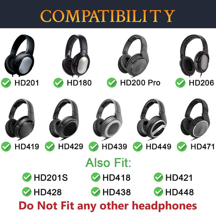 SOULWIT Cooling Gel Ear Pads for Sennheiser HD201/HD201S/HD206/HD200 Pro/HD180/HD418/HD419/HD421/HD428/HD429/HD438/HD439/HD448/HD449/HD451/HD461/HD471 Headphones, Cushions with Noise Isolating Foam