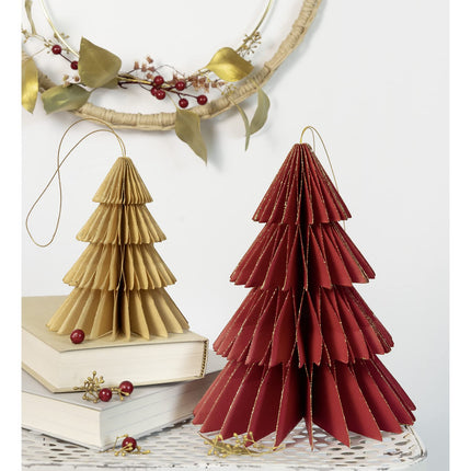 folia 49213 - kärgstruktuuriga kaunistus Berry XMAS Trees, jõuluripatsid 2 tk komplektis, kõrgus u. 20 ja 13 cm, kokkupandav jõulukaunistus siseruumidesse