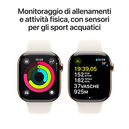 Apple Watch Series 10 [GPS + Cellular, 46mm] - Gold Titanium Case with White Star Sport Band, M/L (Refurbished)