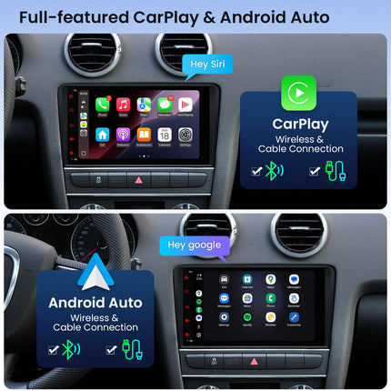 XTRONS 8-tolline IPS HD-ekraan Android 14 autoraadio Octa Core 4GB 64GB sisseehitatud 4G DSP automäng Android Auto WiFi Bluetooth GPS valikuline DAB OBD TPMS DVR Audi A3 S3 RS3 jaoks