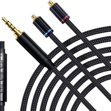 OKCSC MMCX juhtmega kõrvaklappide uuenduskaabel, hõbetatud HD3M HiFi pikenduskaabel, asenduskõrvaklapid, nailonjuhe 3,5 mm pistikuga Shure SE215, SE315, SE535 jaoks (mikrofoniga)