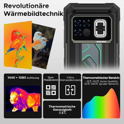 DOOGEE Fire 6 Max 5G välistingimustes kasutatav mobiiltelefoni termokaamera, 20GB+256GB 20800mAh 33W välistingimustes kasutatav nutitelefon ilma lepinguta, 50MP+20MP öönägemine, kaks 120M taskulampi, 6.78" FHD+ 120Hz, LED-tuli/NFC/Face ID/kaks SIM-kaarti