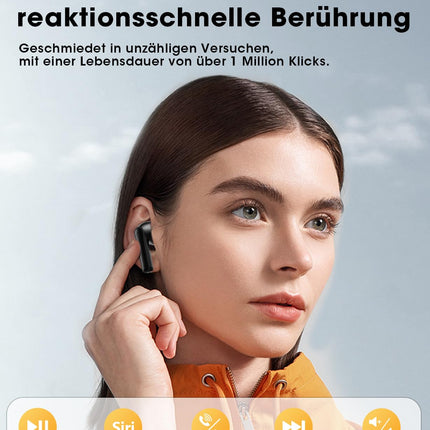 ZZU Bluetooth kõrvaklapid, kõrvasisesed kõrvaklapid, juhtmevabad Bluetooth 5.3 koos HiFi stereoga, 4 ENC mürasummutava mikrofoniga, 48-tunnise mänguajaga, LED-ekraaniga, IPX7 kõrvaklapid tehisintellektiga iPhone'i, Androidi, töö ja õppimise jaoks