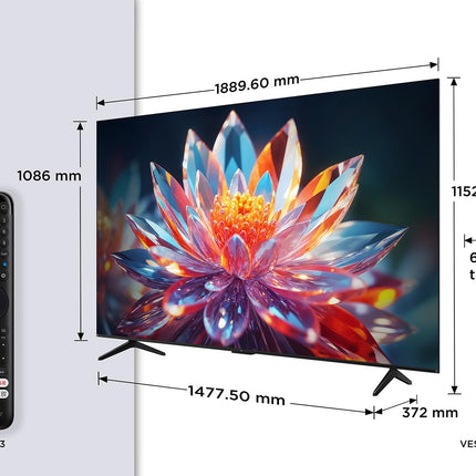 TCL 85T6C 85-tolline QLED 4K HDR-teler, nutikas Fire-teler Dolby Visioni ja Atmose, HDR10+, häälkäskluste ja funktsiooniga „Küsi Alexalt“