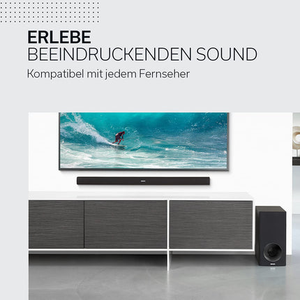 Denon DHT-S316 2.1 lameekraaniga televiisori heliriba koos juhtmevaba subwooferiga, Bluetoothi, HDMI ARC, Dolby Digitali, DTS-i ja optilise sisendiga