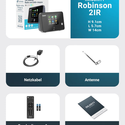 Raadio DAB Plus internetiraadio WLAN-tuuner DAB+ funktsiooniga | Internetiraadio WLAN-adapter Spotify, Bluetooth-ühenduse, kaugjuhtimispuldi ja värvilise ekraaniga | MAJORITY Robinsoni digitaalraadio